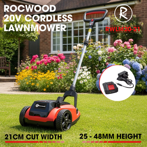 20v cordless rocwood lawnmower - cordless,